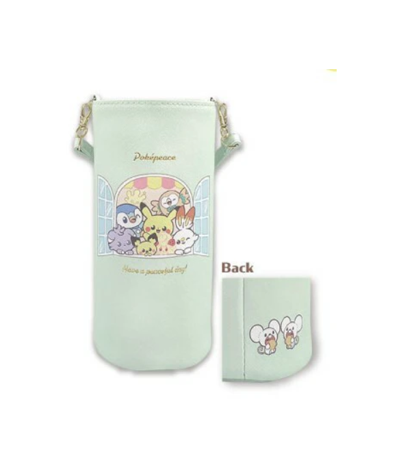 Pokemon Center Original PokePeace Bottle Holder Mint has an attached strap, perfect for easy carrying. Pre-order at TokuDeals.com.