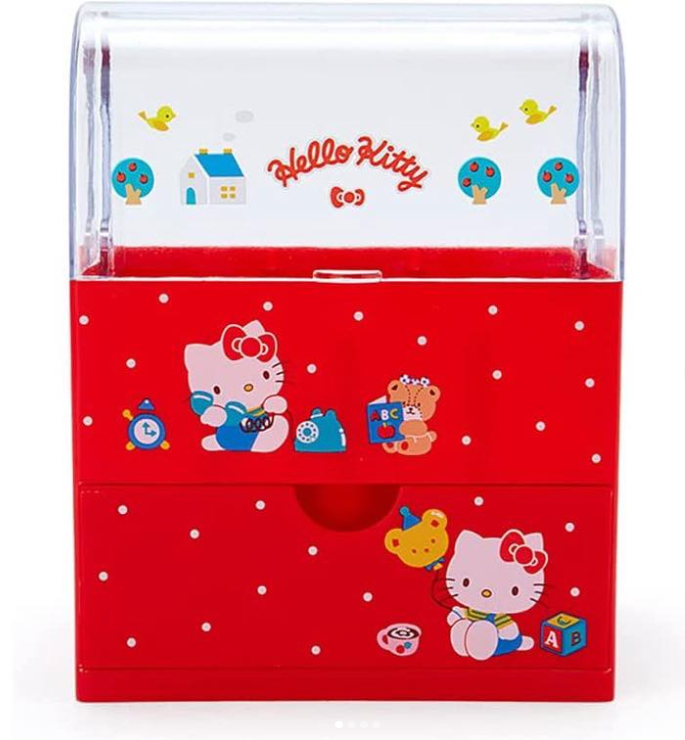 Stylish and functional Sanrio Hello Kitty and Kuromi Desk Organizer, perfect for keeping your cosmetics and accessories neatly stored.