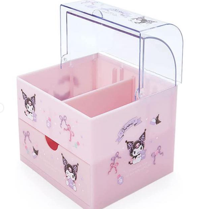 Keep your space cute and organized with the Sanrio Hello Kitty & Kuromi Desk Organizer and Mini Drawer with Lid.