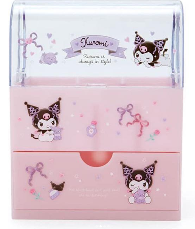 Sanrio Hello Kitty & Kuromi Desk Organizer with Mini Drawer, perfect for adding charm and organization to your vanity or desk.