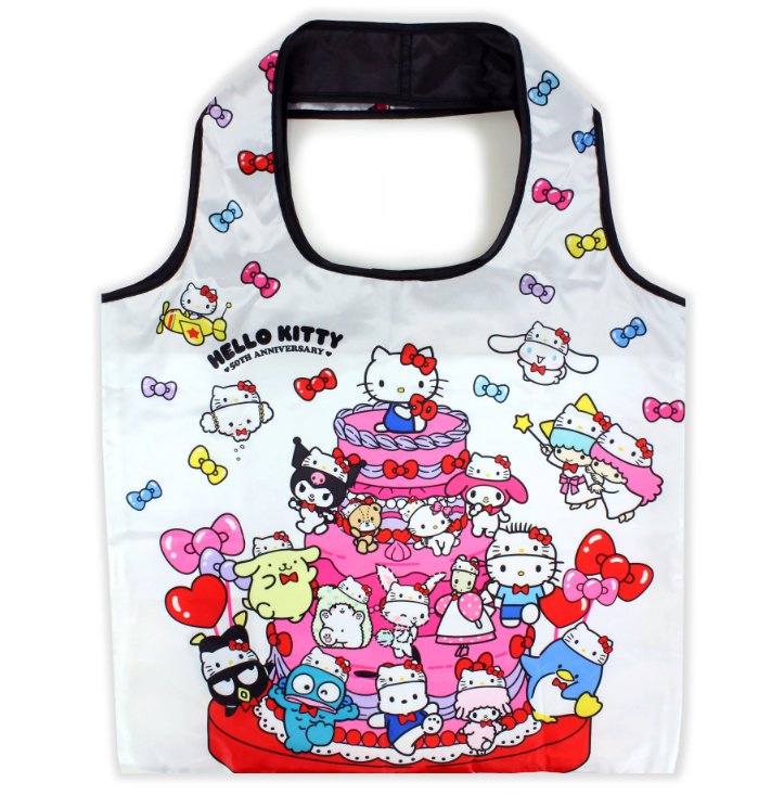 Hello Kitty 50th Anniversary Eco Bag with Pouch – "The Party Cake Pattern" Collection - TokuDeals