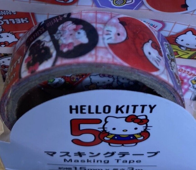 Masking Tape (Hello Kitty 50th Anniversary) /Width 15mm Length 3m/ Sanrio Feature - TokuDeals