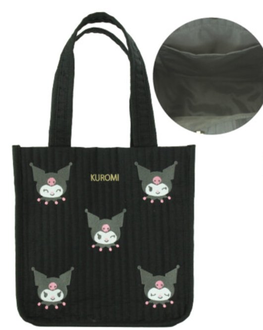 [Pre - order] Kuromi Bag Sanrio Characters Die - cut Embroidery Nubi Tote Bag - TokuDeals